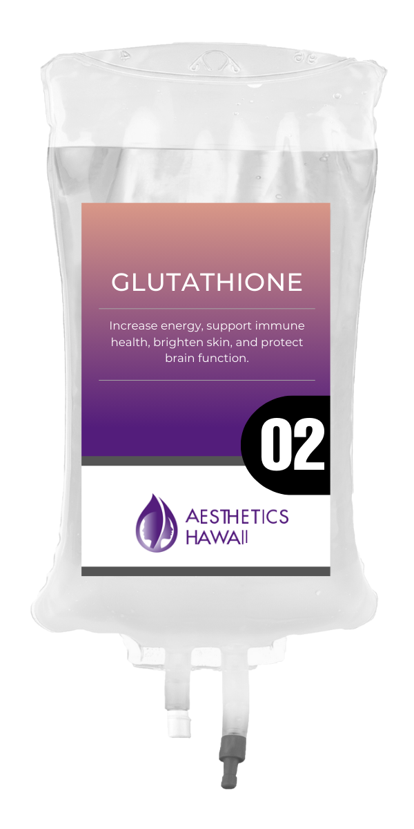 An image of IV bag with the label Glutathione.