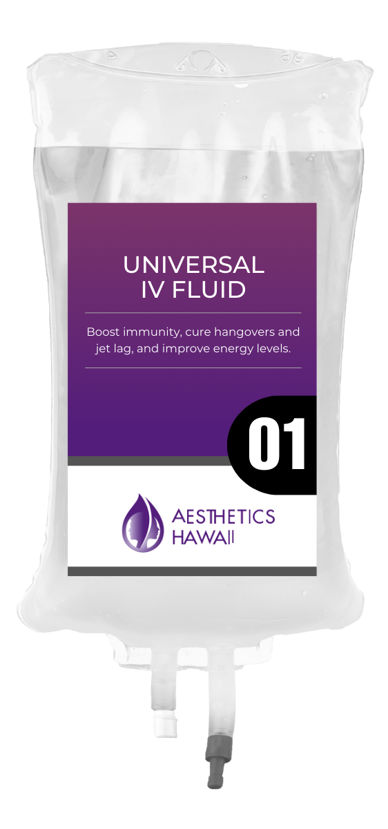 An image of IV bag with the label Universal IV Fluid.